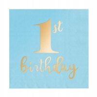 Ubrousky papírové 1. narozeniny modré 33 x 33 cm 10 ks