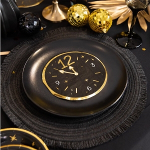 Ubrousky papírové novoroční hodiny černo-zlaté 10 ks
