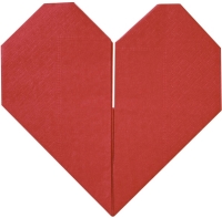 Ubrousky papírové Origami srdce červené 16,5 cm 16 ks