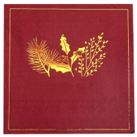 Ubrousky papírové Vánoční větvičky červeno-zlaté 33 x 33 cm 20 ks