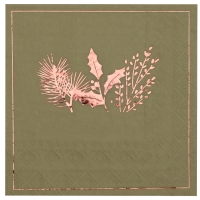 Ubrousky papírové Vánoční větvičky olivovo-růžové 33 x 33 cm 20 ks