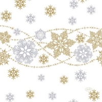 Ubrousky papírové bílé Snow Glitter 33 x 33 cm 20 ks