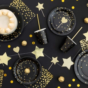 Ubrousky pap�rov� �ern� se zlat�mi punt�ky 33 x 33 cm 10 ks