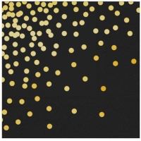 Ubrousky papírové černé se zlatými puntíky 33 x 33 cm 10 ks
