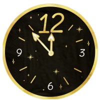 Ubrousky pap�rov� novoro�n� hodiny �erno-zlat� 10 ks