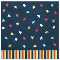 Ubrousky papírové tmavě modré s hvězdami 33 x 33 cm 12 ks
