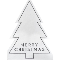 Ubrousky papírové ve tvaru strromečku Merry Christmas 16,5 x 12,4 cm 16 ks