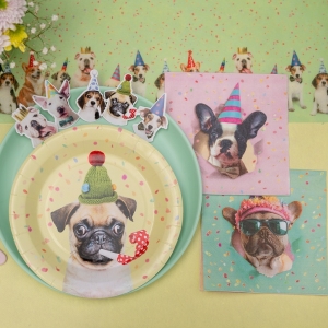 Ubrousky paprov tyrkysov s pejskem 33x33 cm 12 ks