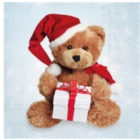 Ubrousky vánoční Medvídek s čepičkou 20 ks