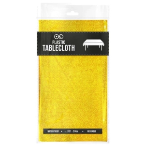 Ubrus plastový holografický zlatý 137 x 274 cm