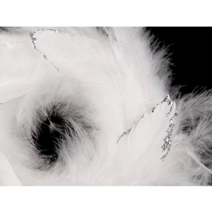 Vánoční věnec z peří 30 cm bílá stříbrná 1 ks