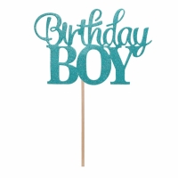 Zápich na dort Birthday Boy modrý 10 x 7 cm