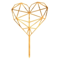 Zápich na dort Diamantové srdce, zlaté, 16x10 cm