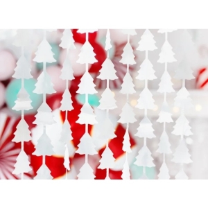 Závěs vánoční stromky, stříbrný, 100 x 245 cm