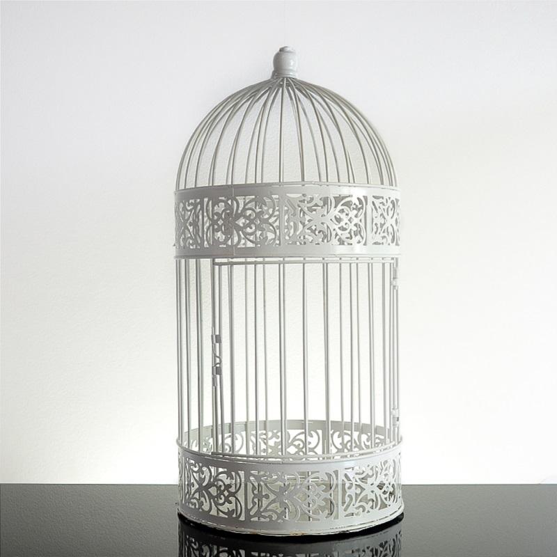 Klec bílá kovová - k dispozici 2 ks