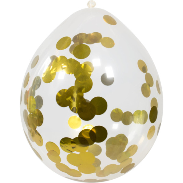 Balónky latexové transparentní s konfetami zlaté 30 cm 4 ks