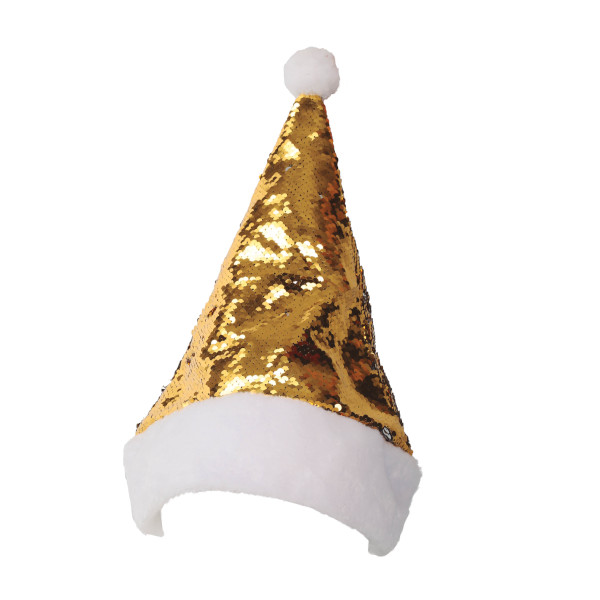 Čepice Santova vánoční dekorace s flitry zlatá/stříbrná