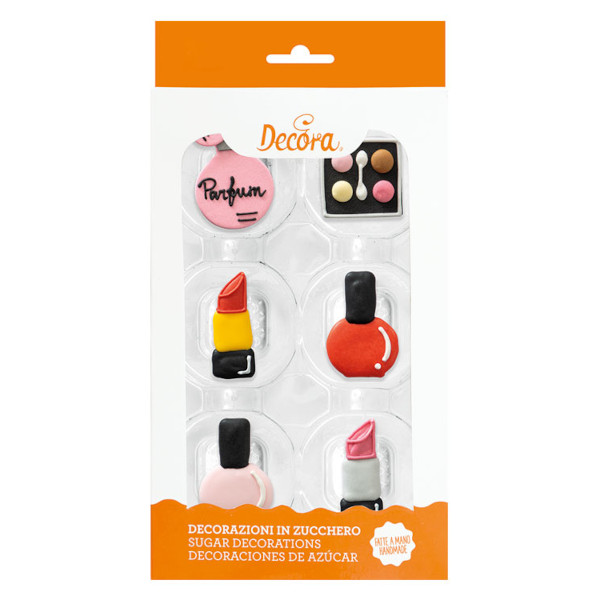 Cukrové dekorace na cupcakes Makeup 6 ks