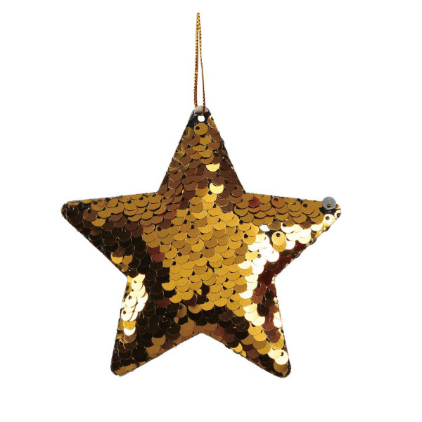 Dekorace závěsná Hvězda s flitry zlatá 8 cm 2 ks