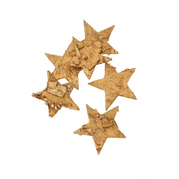 HVĚZDIČKY dekorační z kůry zlaté 5cm 24ks