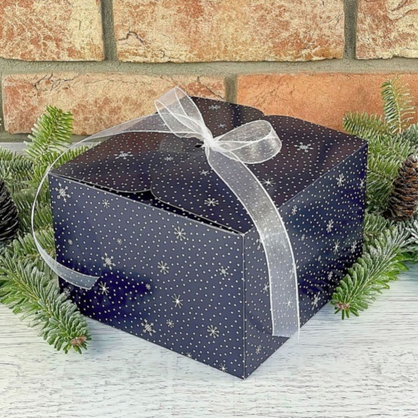 Krabička vánoční dárková tmavě modrá 16 x 16 x 11 cm 8 ks