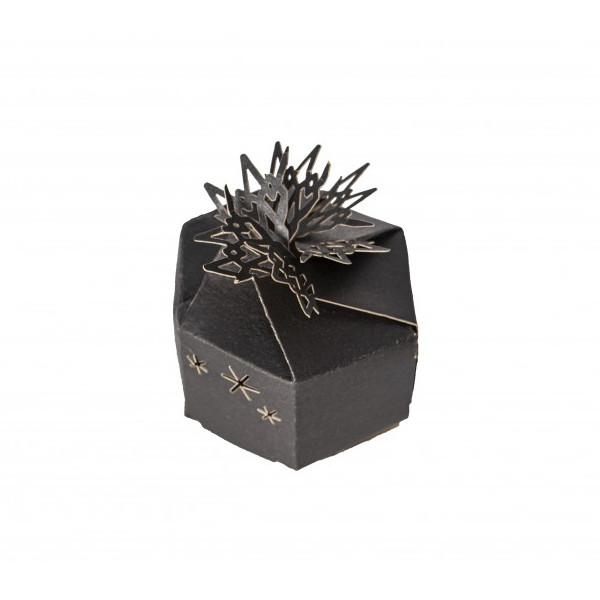 Mini krabičky dárkové  s hvězdičkami černé 6 x 6 x 3,5cm 6 ks