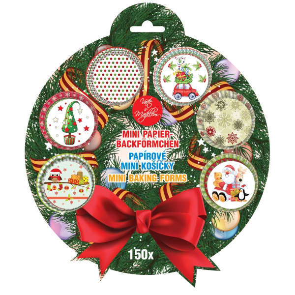 Mini košíčky na pralinky Věnec zelený 150 ks