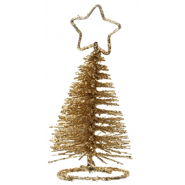 Vánoční stojánek na jmenovku Stromeček zlatý 10,5cm