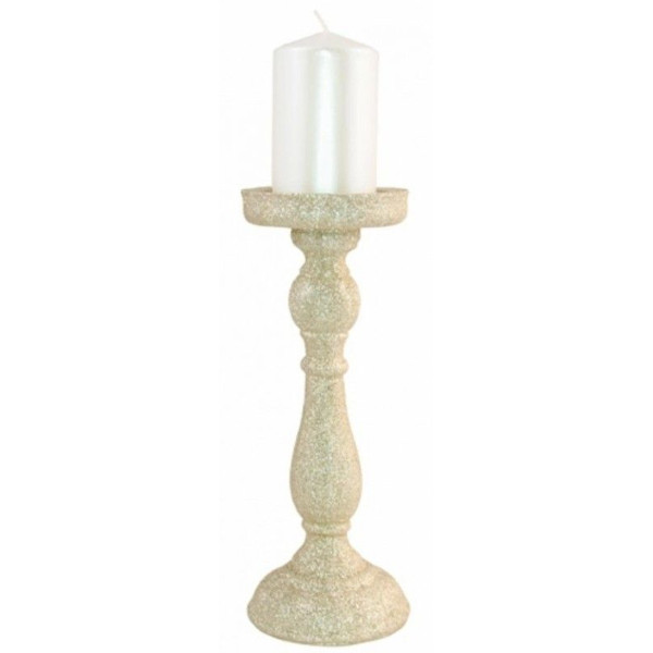 Svícen glitrový vysoký šampaň 10 x 27 cm