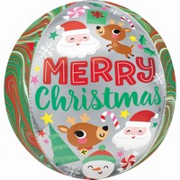 BALÓNEK fóliový ORBZ Koule Merry Christmas mramorová 38x40cm
