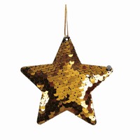 DEKORACE závěsná Hvězda s flitry zlatá 8cm 2ks