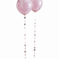 GIRLANDA pro zavěšení na balónky Happy Birthday Rose Gold 1m 5ks