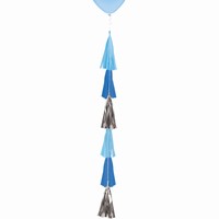 STŘAPCOVÝ ocas na balónek modrá/stříbrná 70cm 1ks
