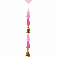 STŘAPCOVÝ ocas na balónek růžová/zlatá 70cm 1ks