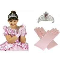Set dětský růžový rukavice a korunka