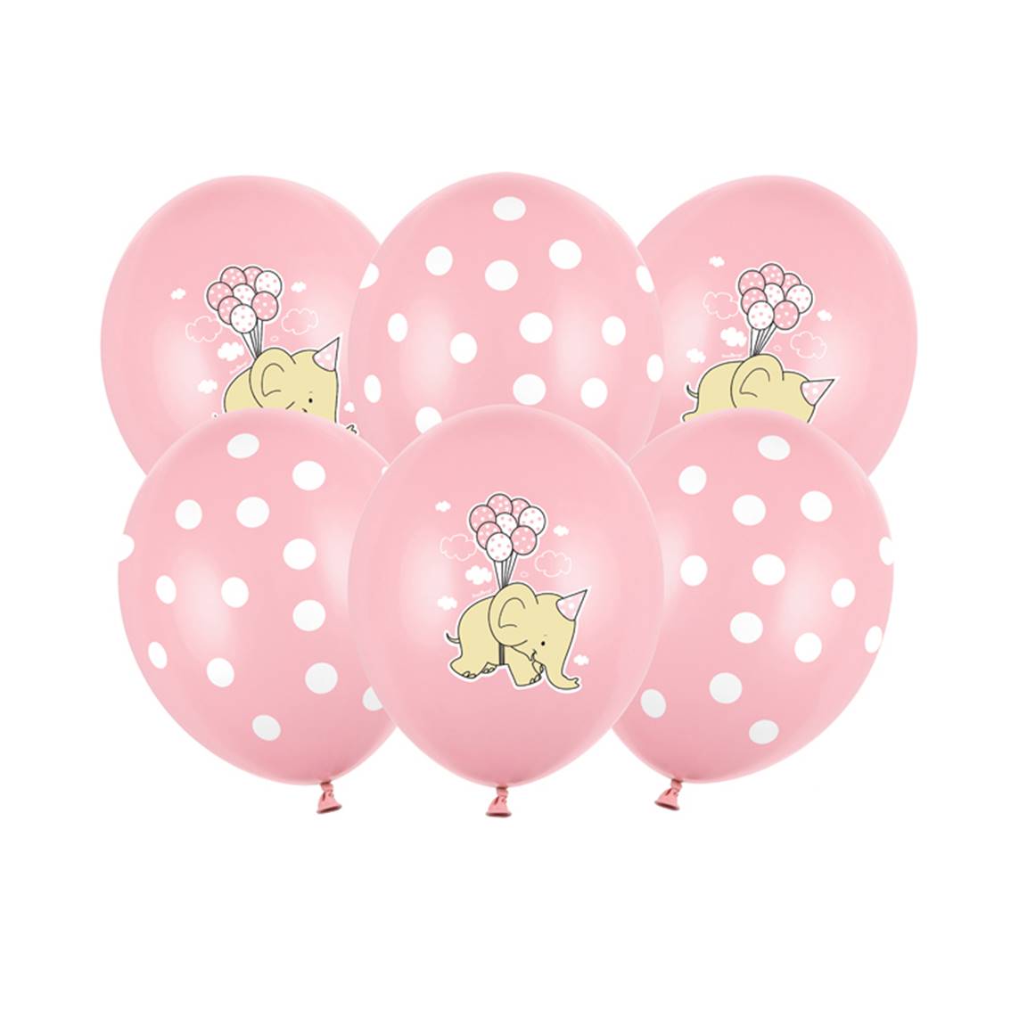 Balónky s potiskem "Slon a tečky" růžový