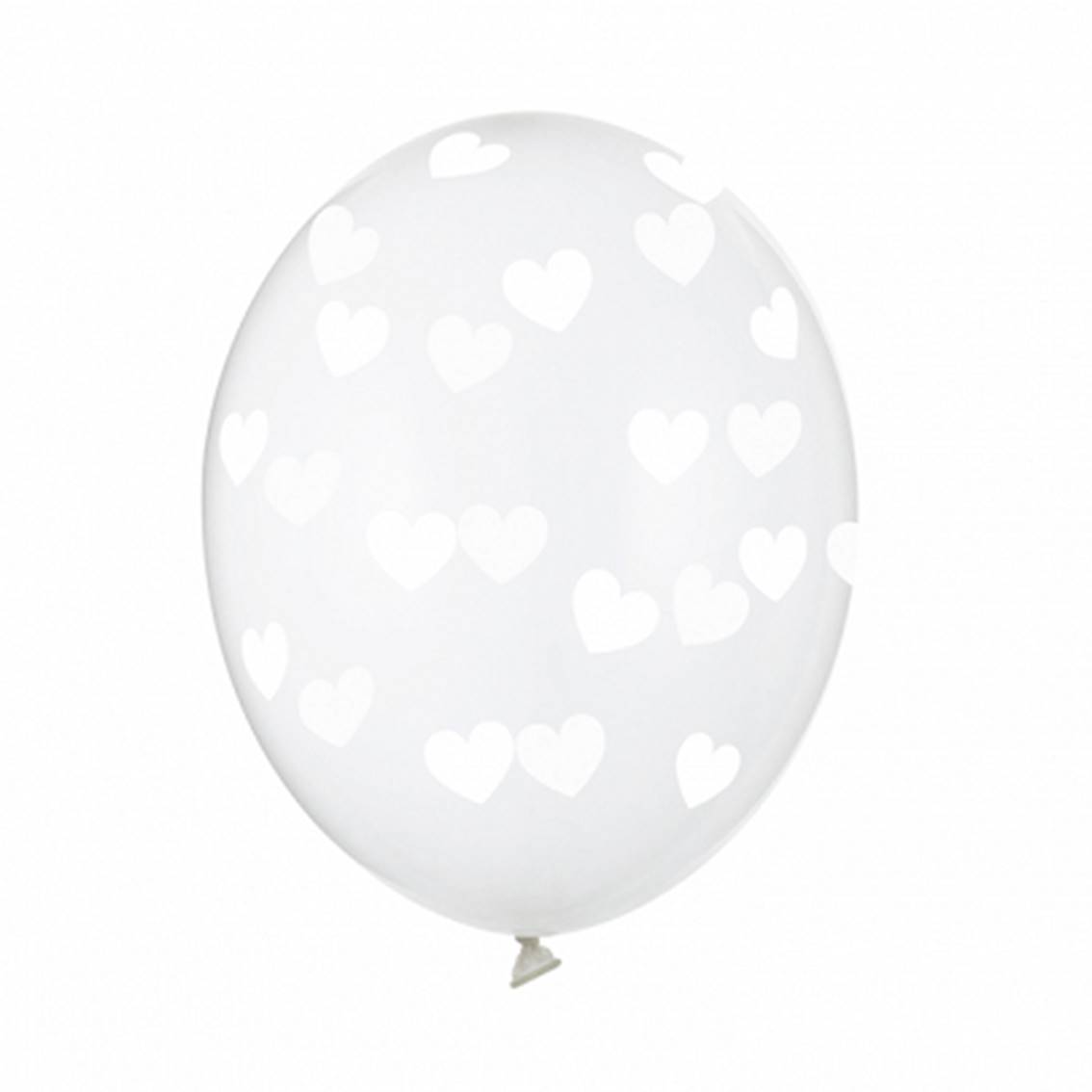 Levně Balónek s potiskem transparent Srdce bílé 1 ks