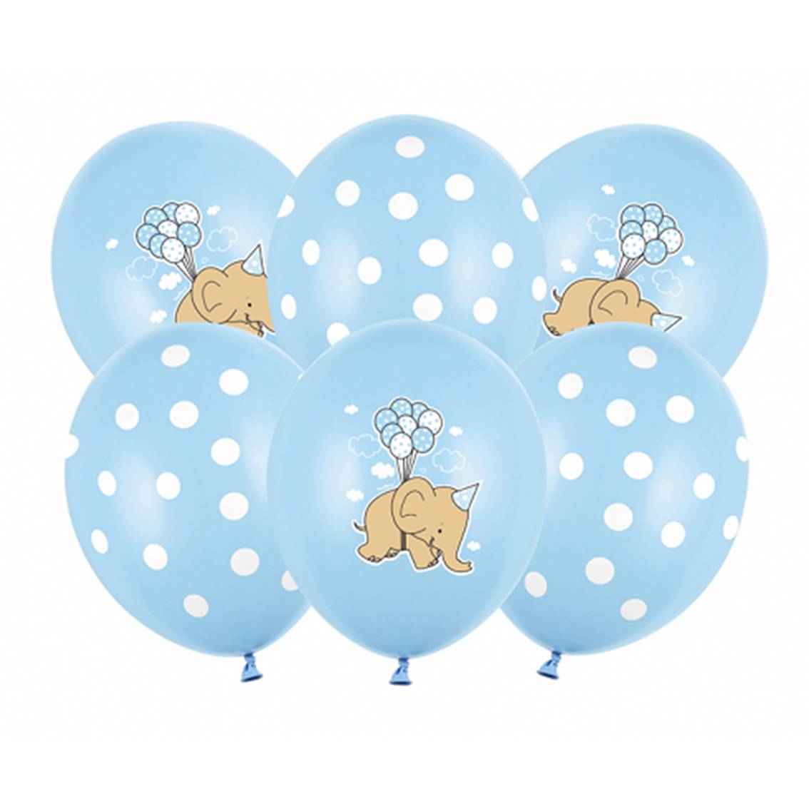 Balónky s potiskem "Slon a tečky" modrý 6 ks