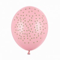 Balónek růžový se zlatými puntíky 30 cm 50 ks