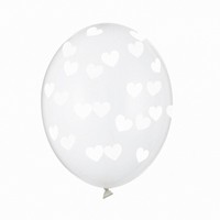 Balónek s potiskem transparent Srdce bílé 1 ks