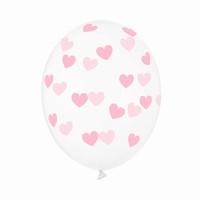 Balónek s potiskem transparent Srdce růžové 1 ks