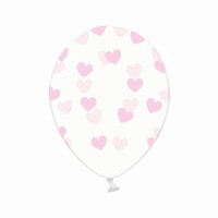 Balónek s potiskem transparent srdce růžové 1ks