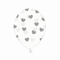 Balónek s potiskem transparent srdce stříbrné 1 ks