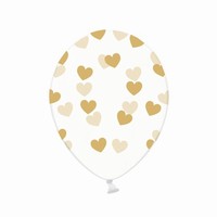Balónek s potiskem transparent srdce zlaté 1 ks