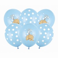 Balónky 50 ks s potiskem "Slon a tečky" modrý 30 cm