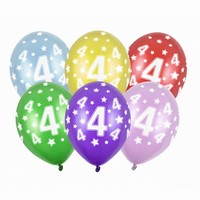 Balónky latexové 4. narozeniny, 6 ks 34 cm