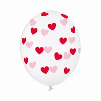 Balónky s potiskem Srdce červené 6 ks 30 cm