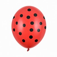 Balónky s puntíky, červený s černými 30 cm 50 ks