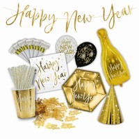 Party sada Happy new year bílo-zlatá