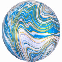 BALÓNEK fóliový MARBLEZ koule barevná Modrá 40cm